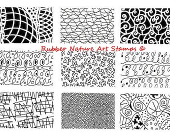 9 Unmounted Texture Rubber Stamps - Vulcanized Rubber - Unique Deep Etched Flexible Stamps for Paper, Clay, PMC, Fabric and more!