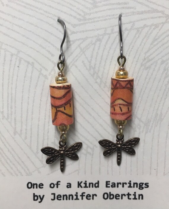 Peach Dragonfly Earrings Peach Dragonfly Earrings