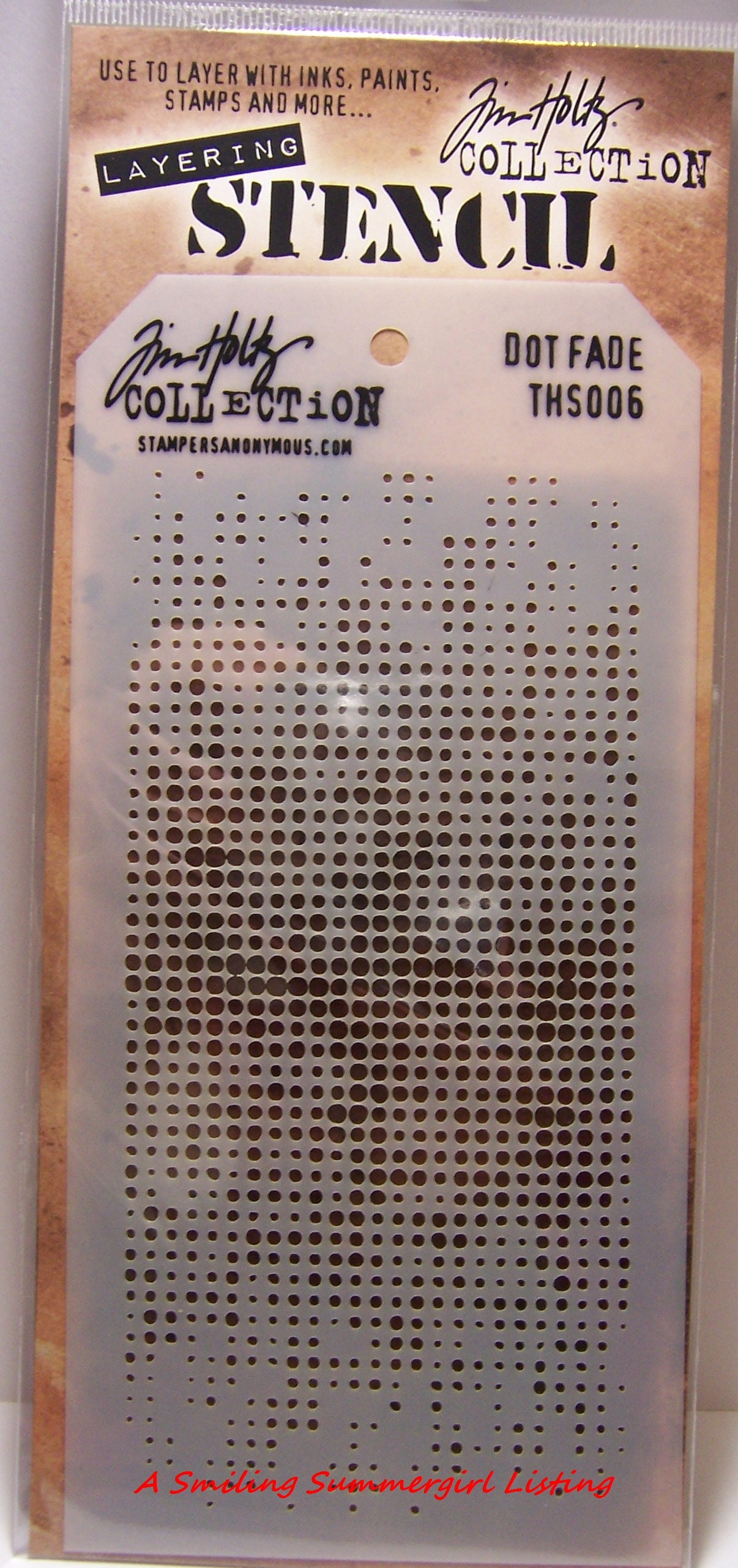Stampers Anonymous THS006 Cling Stamps Layered Stencil 4.125 by 8.5" Dot Fade