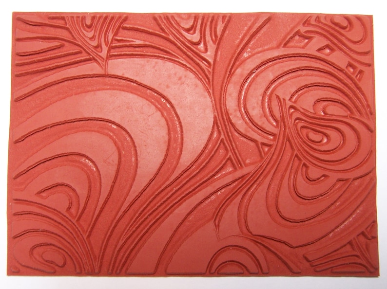 Bold Swirl Unmounted RUBBER Stamp Great Deep Etched Texture for stamping Polymer PMC Wood and Paper Paperclay Fabric