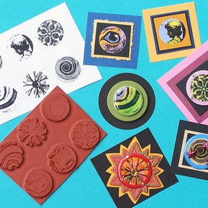 15 Einzigartige 1 Zoll Runde Unmontierte Stempel - Inchies by Rubber Nature Art Stamps
