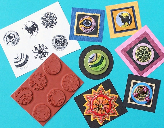 3-unique UNMounted rubber stamps! STAMPING IS FUN