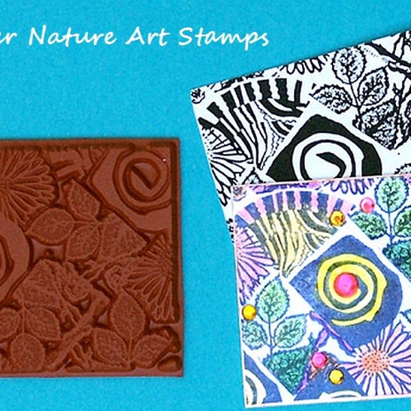 ATC Artist Trading Card Size Unmounted Rubber Stamp - Deep Etched Texture for Paper, Clay, Shrink Art & More!