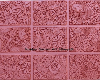 9 CoOL! Collaged ATC Rubber Stamps ~ Deep Etched Unmounted Designs ~ Perfect for Artist Trading Cards, Fabric Stamping, Polymer Clay & More!