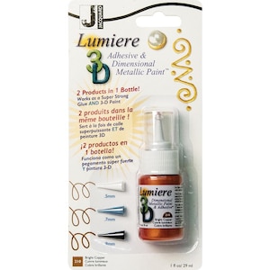 Lumiere 3D Adhesive & Dimensional Metallic Paint - 2 in 1 Glue and Paint - 1 fl oz Bright Copper