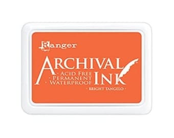 Ranger Archival Ink - BRIGHT TANGELO Stamp Pad Acid Free Non-Toxic Waterproof Dye Ink for Papercrafting & Rubber Stamping - AIP52487