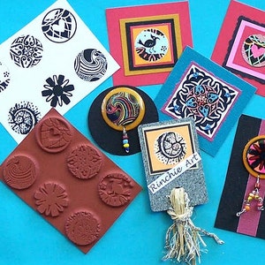 Satz von 6 Mini Runde Unmounted Stempel von Natur Art Stempel - 1 Zoll-Spaß-Bilder!
