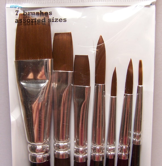 Watercolor /& Oils 7 New Artist Paint Brushes Round /& Flat Synthetic 4 Acrylic