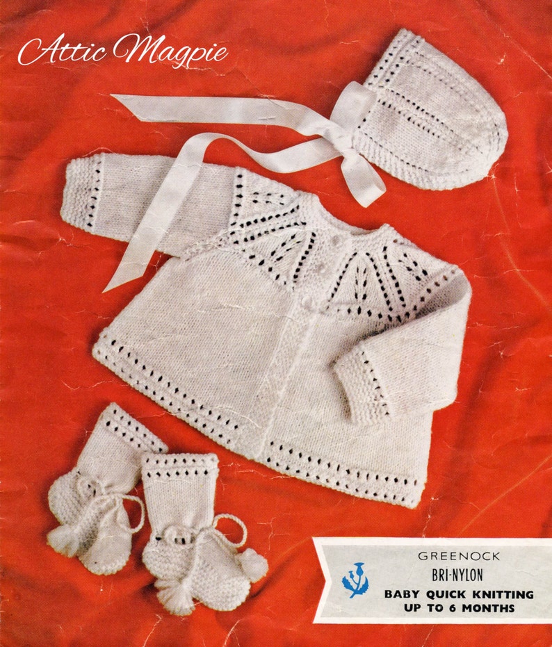 Vintage Baby Knitting Pattern Babies Knitted Layette PDF Download image 1