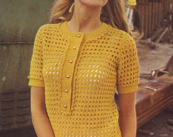 Ladies Crochet Top Vintage Pattern  - Instant Download PDF - AM017