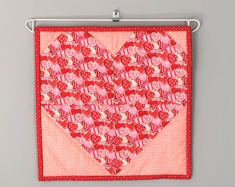 Handmade Quilted Look Heart Wall Hangingpink Gingham With - Etsy