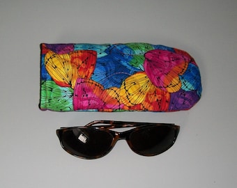 Butterfly Eyeglass Case: Quilted Colorful Felt-Lined Glasses Protector