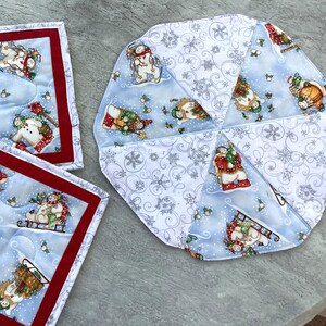 Snowman Table Topper or Hot Pads: Reversible Christmas Winter Decor