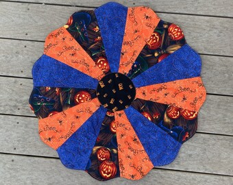 Halloween Table Topper: Quilted Jack-O-Lantern, Witch, Spider Design