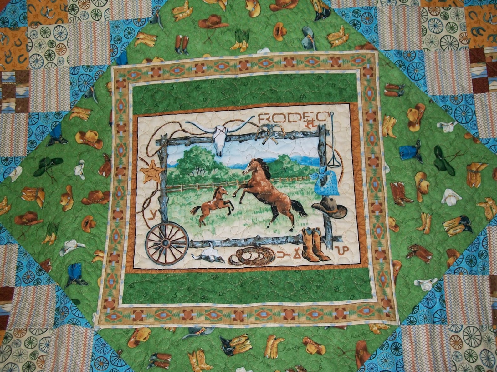 Horse Throw Quilt Rodeo Quilt Cowboy Western Ranch | Etsy