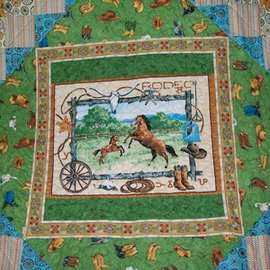 Rodeo Horse Throw Quilt: Cowboy Western Ranch Decor (60x60)