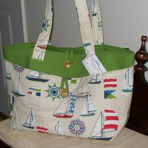 Nautical Daytripper Bag Weekender Carryall Sail Boat Tote Blue Red Lime ...