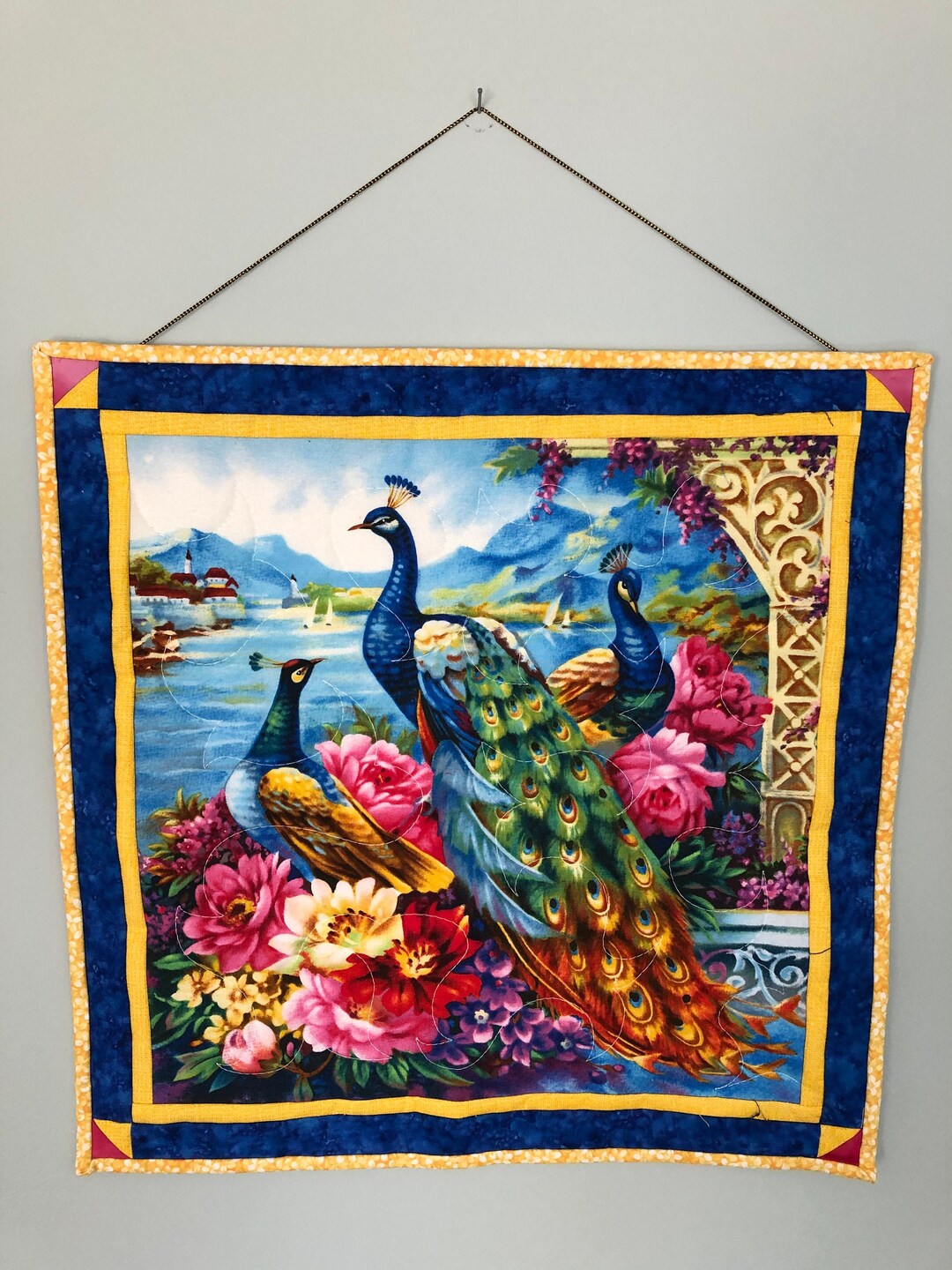 Peacock Wall Hanging Floral Tropical Coastal Wall Hanging Bird Door