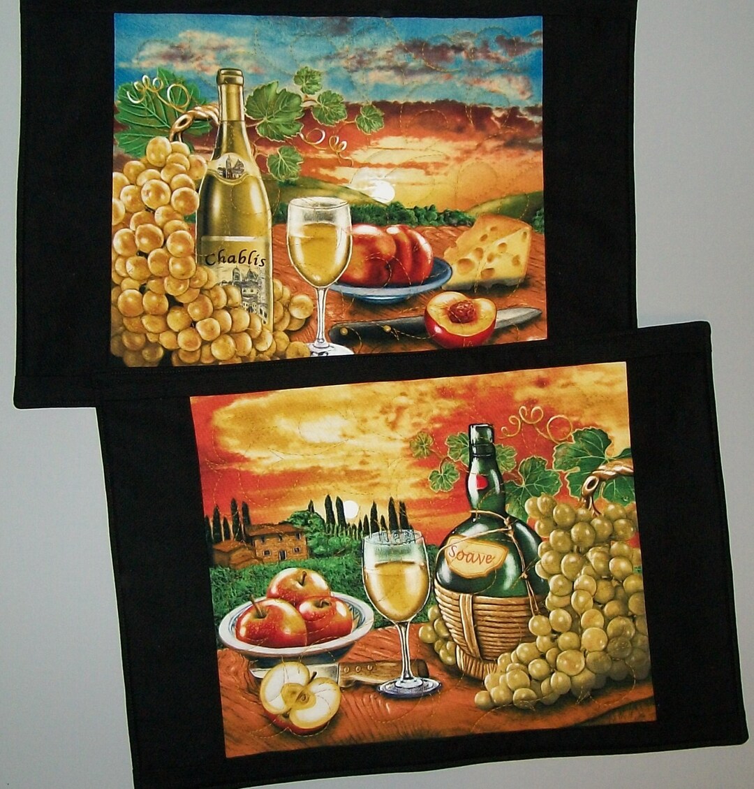 Reversible Quilted Wine Placemats: Vineyard Decor, Set of 2 - Etsy