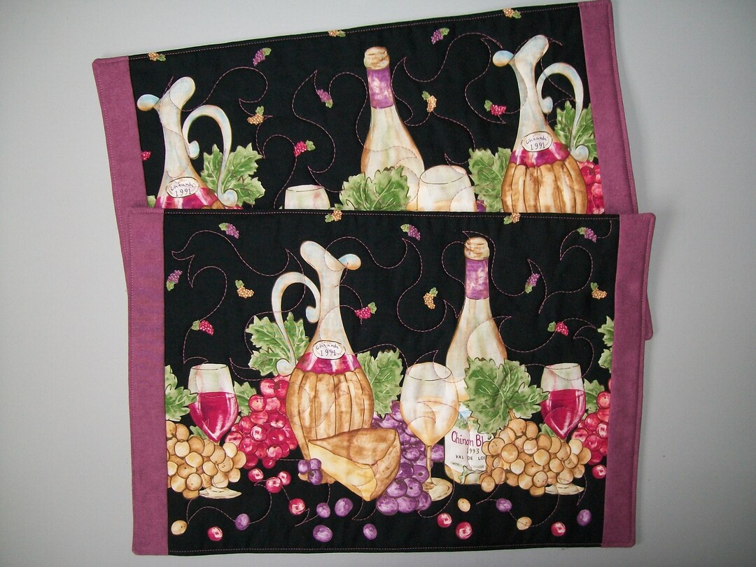 Quilted Wine Placemats: Reversible Vineyard Decor, Set of 2 - Etsy