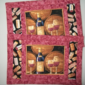 Wine Reversible Placemat - Quilted - Mauve Pink Tan Brown Purple Black ...