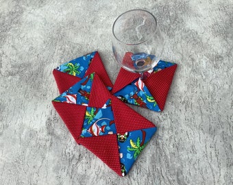 Tropical Wine Coasters – Set of 4, Hawaiian Drink Cozies