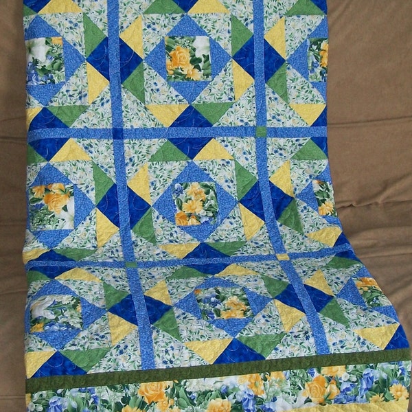Green and Blue Quilt Etsy