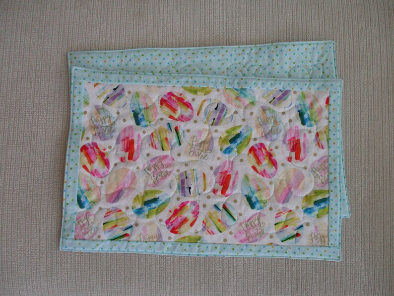 Spring reversible placemat quilted Easter egg place mat Etsy