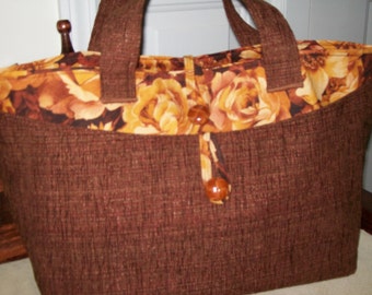 Floral Daytripper Tote Bag: Rust & Gold Travel Carryall