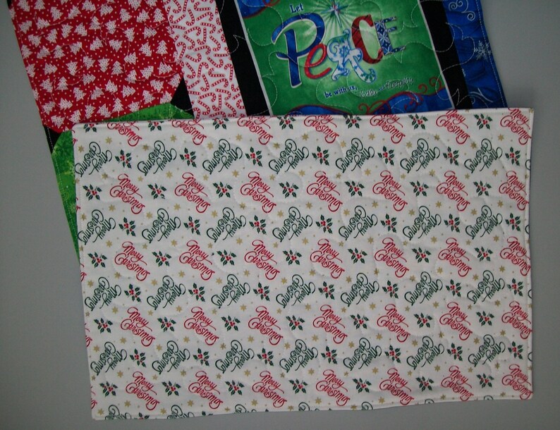 Christmas Reversible Placemat Merry Christmas Quilted Place Etsy