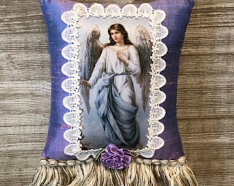 Holy Angel....Guardian Angel Scented Door knob pillow...Angel  Scented Hanging sachet.Christening angel, Baptism gift pillow