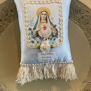 Sagrado Corazón de María /Nuestro refugio/ruega por nosotros Bolsita de almohada perfumada... Bolsita perfumada decorativa... Almohada del Corazón de María, regalo católico de MARÍA imagen 3