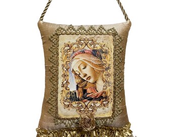 Blessed  Mary  scented hanging door  pillow.. gift pillow,religious gift pillow,Christmas ornament