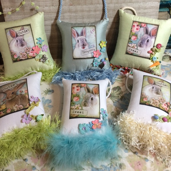 Bunny  Scented Hanging Pillow, Easter Bunny gift, Easter Decor, Mini Easter basket gift, Easter Decor, 3 Bunny styles to choose from