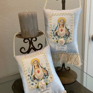 Sagrado Corazón de María /Nuestro refugio/ruega por nosotros Bolsita de almohada perfumada... Bolsita perfumada decorativa... Almohada del Corazón de María, regalo católico de MARÍA imagen 6