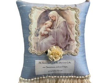 Almohada de Santa Ana /St. Bolsita colgante perfumada de Ann, regalo de santo católico/almohada católica/primera comunión, regalo de confirmación o bautismo