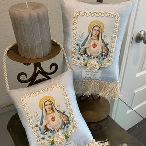 Sagrado Corazón de María /Nuestro refugio/ruega por nosotros Bolsita de almohada perfumada... Bolsita perfumada decorativa... Almohada del Corazón de María, regalo católico de MARÍA imagen 7