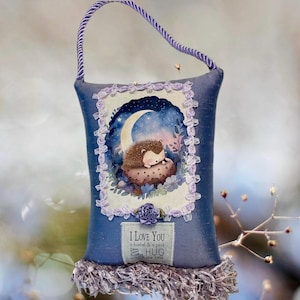 Woodland Nursery Baby Gift,Hedgehog Door  knob pillow Scented Sachet Animal  Themed  New Baby Gift with I Love You  message