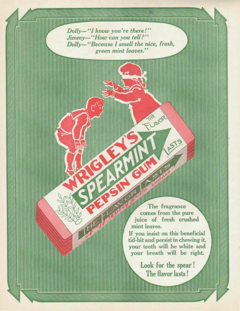 Wrigley es Kaugummi Vintage Werbung Original 1911 Candy Etsy