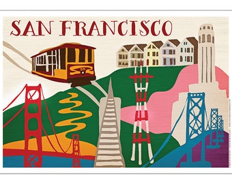 San Francisco Illustrated Artistic Collage Poster