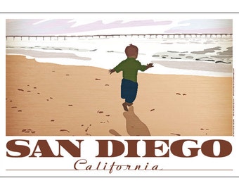 San Diego, California Child on Beach Poster