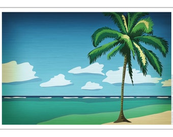 Palm Tree on Beach Poster