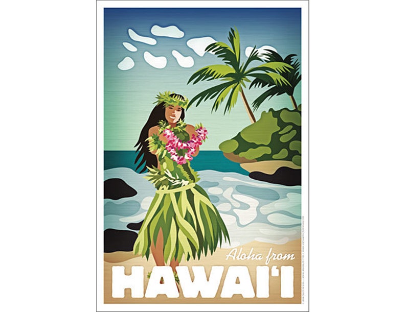 Hawaiian Hula Girl Aloha from Hawaii Poster | Etsy