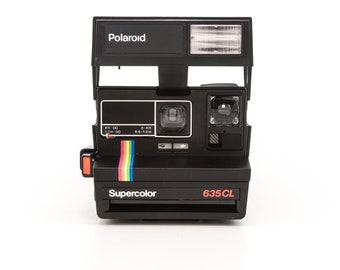 Polaroid 600 Supercolor 635CL Instant Camera - Black Body Rainbow Stripe - Film Tested and Working