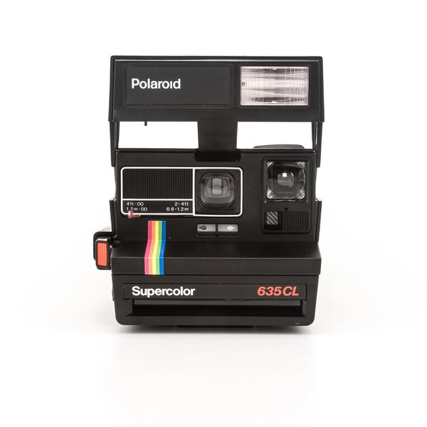 Polaroid 600 Supercolor 635CL Instant Camera - Black Body Rainbow Stripe - Film Tested and Working