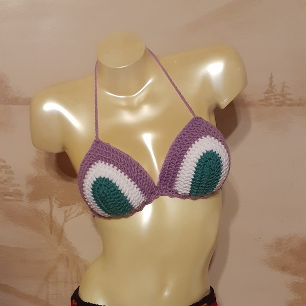 Crochet Genderqueer Flag Bikini Top