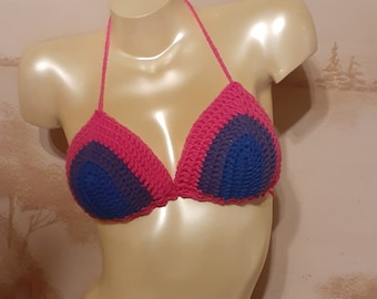 Crochet Bisexual Flag Bikini Top