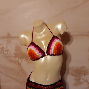 Crochet Lesbian Flag Bikini Top