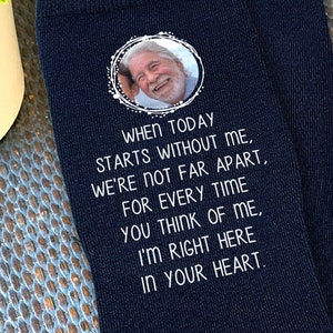 Personalized Groom Socks, In Loving Memory Of, Memorial Gift for Groom, Tribute Photo Socks for the Groom, Remembrance Gift, Tribute Gift image 1