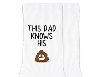 Fun Father's Day Socks with Poop Emoji, Novelty Socks for Dad, Printed Funny Socks as a Gift Idea for Dad